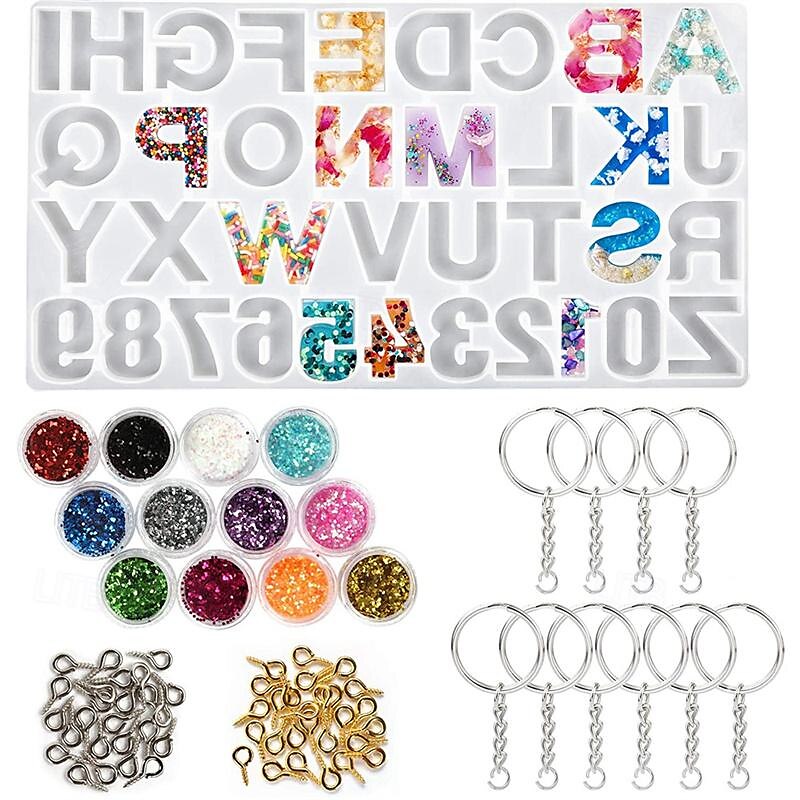 goutte à goutte adhésif pendentif miroir moule en silicone bricolage résine époxy clé pendentif outil lettre silicone moule de 2025 ? $46.99 –P1