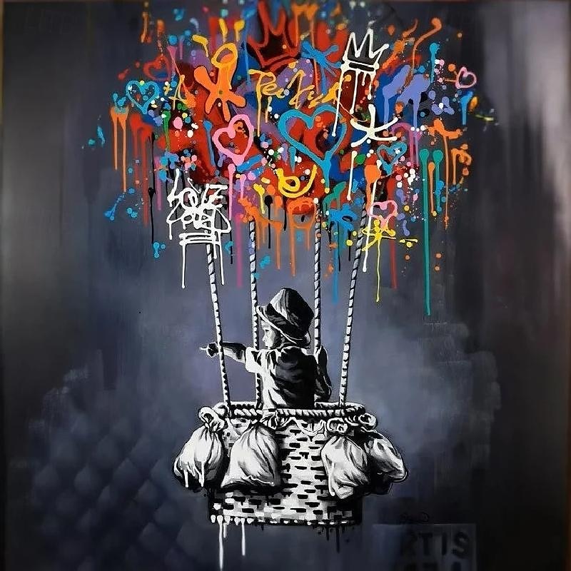 ručně vyráběné panoráma města pop art olejomalba street art malba texturované plátno umění panorama krajiny umění městské pouliční scéna malba moderní výzdoba obývacího pokoje 2025 - $150.99 –P3