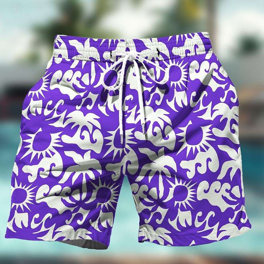 Men's Coconut Tree Flower / Floral Swim Trunks Swim Shorts Board Shorts Mid Waist Hawaiian Casual Holiday Beach Drawstring with Mesh lining Elastic Waist Designer Clothing Apparel 2025 - $19.99 –P5