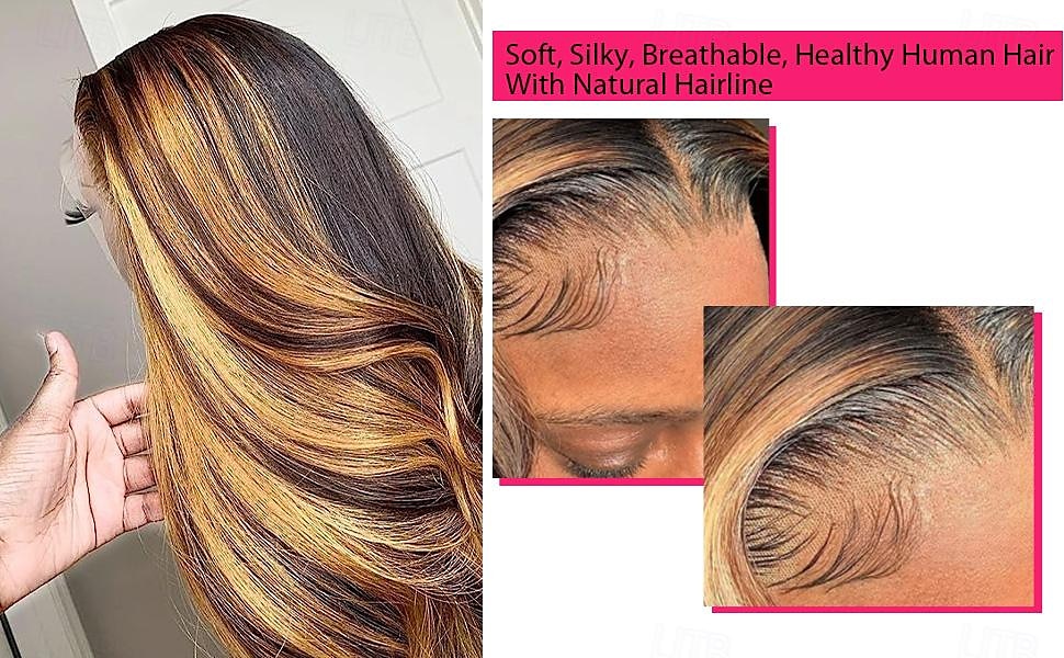 P4/27 Highlight Wigs Pre Plucked Highlight Ombre Lace Front Wig Human Hair Omber P4/27 Hair Wig with Natural Hairline 13X4 HD Transparent Straight Lace Frontal Wigs For Women Brazilian Remy Hair Wig 2025 - $131.99 –P5