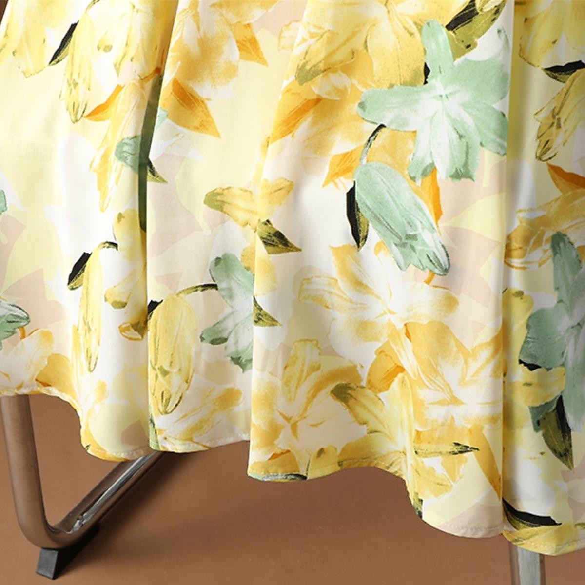 Femme Collants Jupe Mode Décontractées Maxi Taille haute Jupes Floral Imprimer Vacances Rendez-vous Jaune Rose Claire Bleu Eté Mousseline de soie de 2025 ? $23.99 –P3