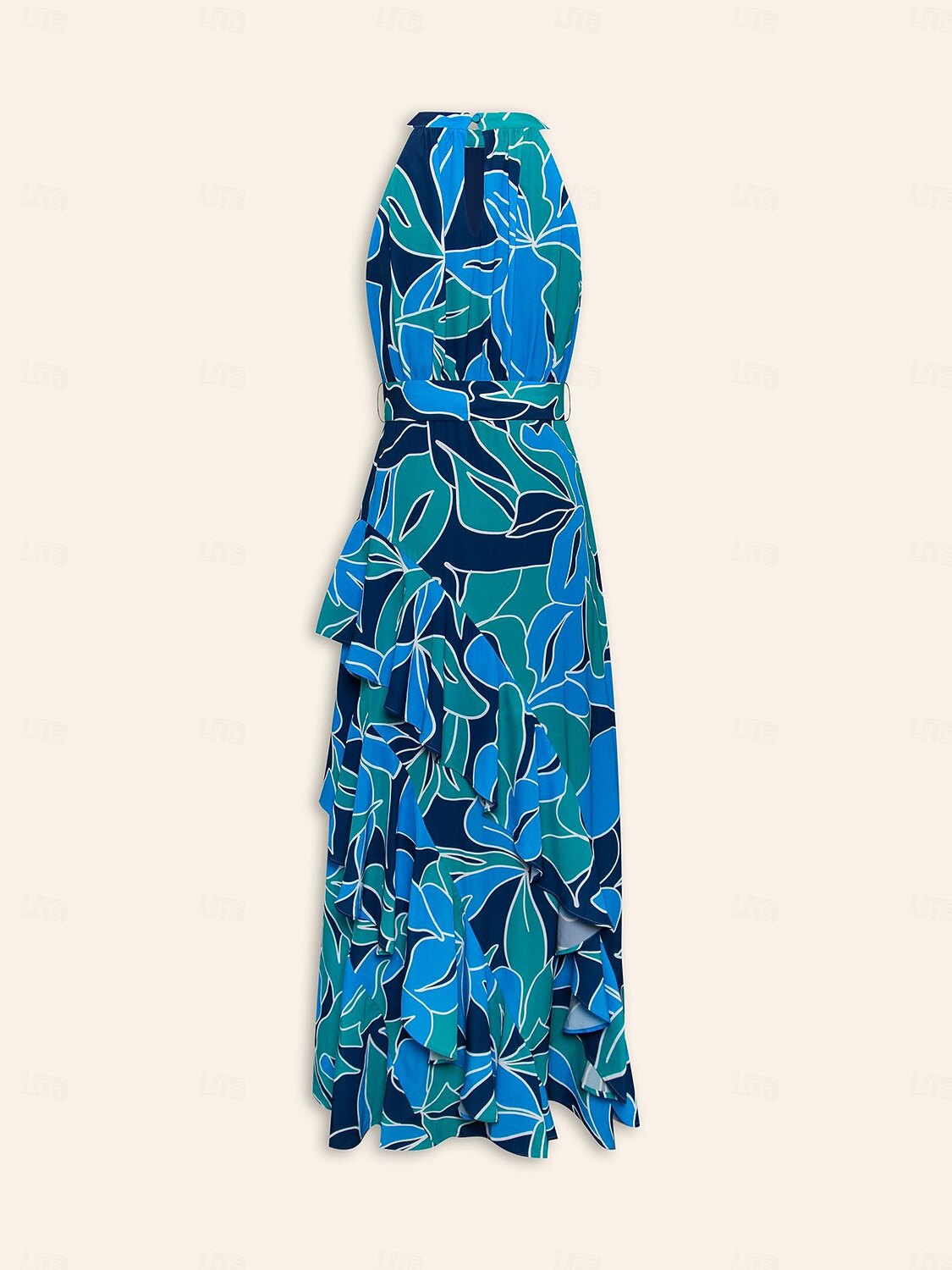 Per donna Vestito in Chiffon Abito maxi Blu Viola Senza Maniche Floreale Volant Stampa Primavera & Estate Il giro Abito a Fantasia XS S M del 2025 a $86.99 –P13