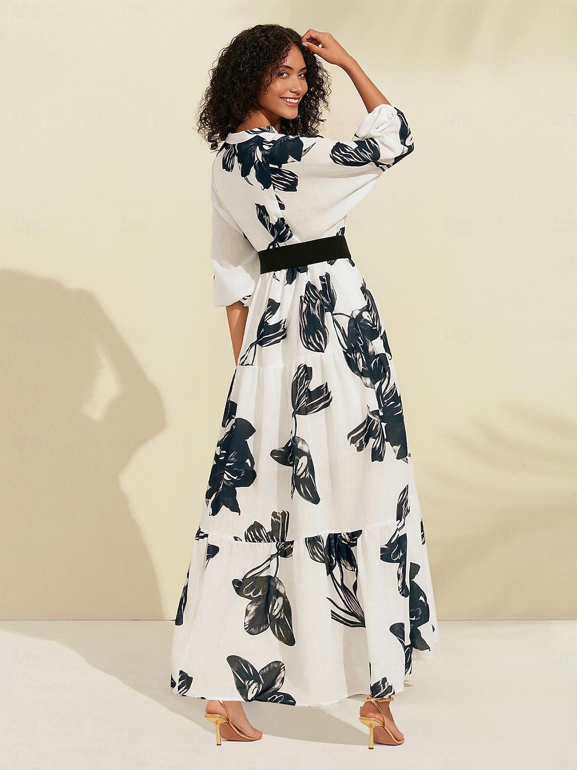 Floral V Neck Belted Maxi Dress 2024 - $59.99 –P2