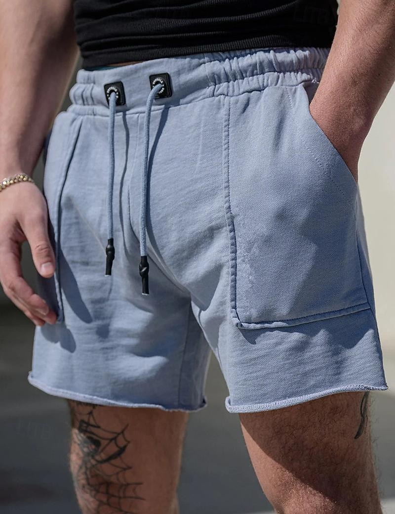 Men's Sweat Shorts Shorts Bermuda shorts Drawstring Elastic Waist Plain Comfort Sports Short Daily Running Gym Fashion Athleisure Black Blue Micro-elastic 2026 - $18.99 –P1