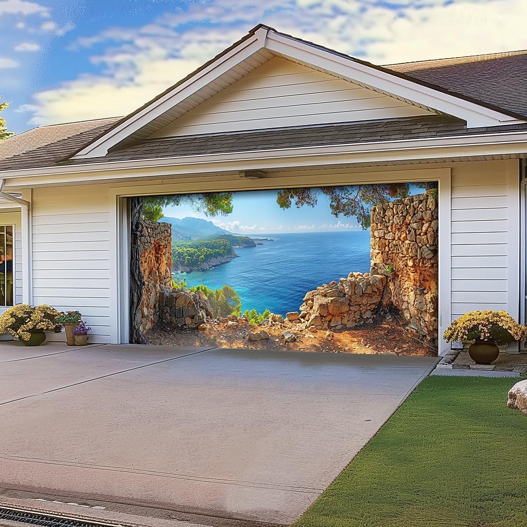 letnie wakacje na plaży baner na osłonę drzwi garażowych piękna duża dekoracja tła na zewnętrzne drzwi garażowe dekoracje ścienne domu impreza impreza parada 2025 - $33.99 –P8