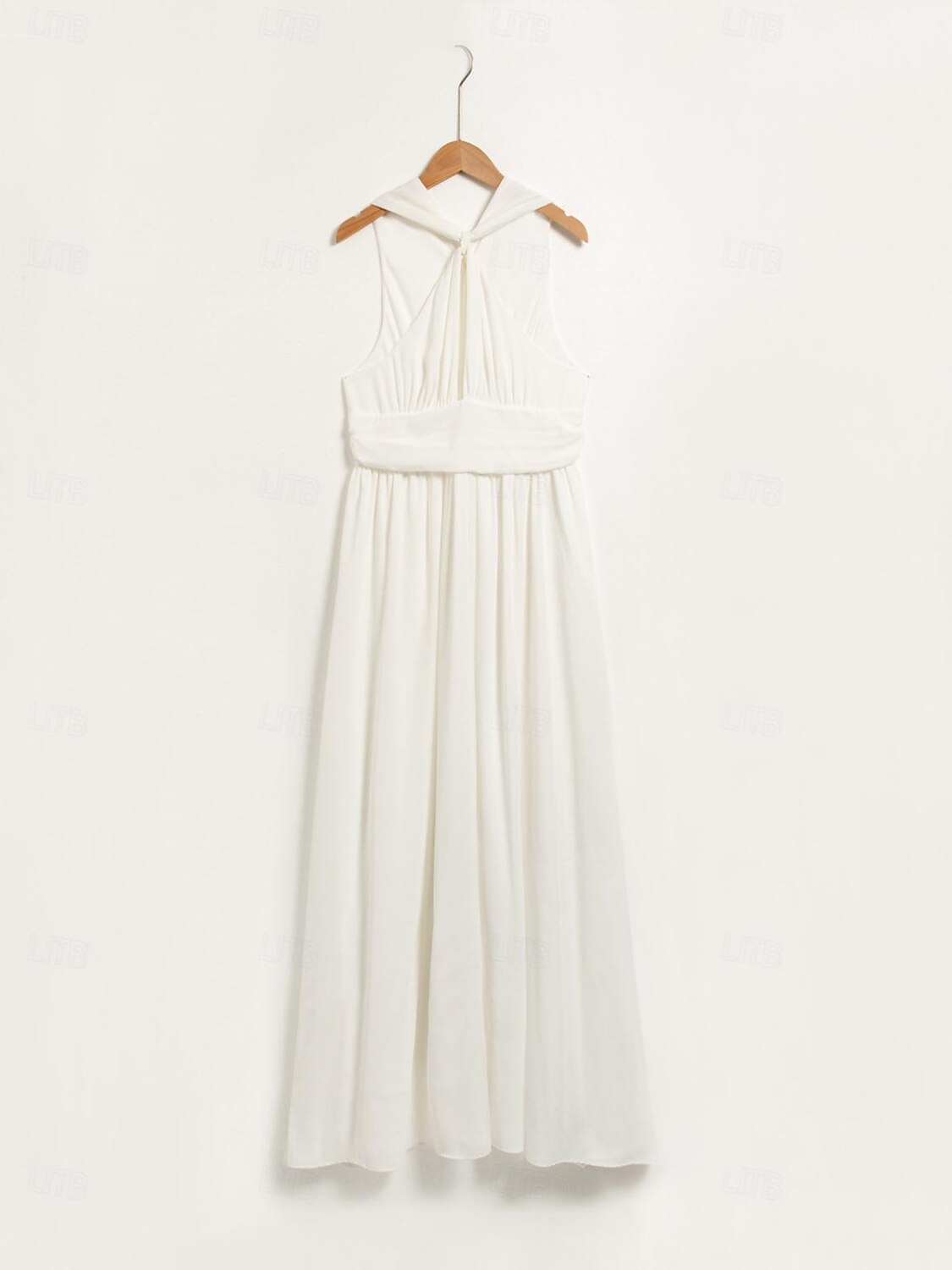 γυναικείο σιφόν λευκό καπίστρι αμάνικο κομψό φόρεμα για πάρτι/γαμήλιο μάξι φόρεμα για να εντυπωσιάσει το 2024 2026 - $69.99 –P7