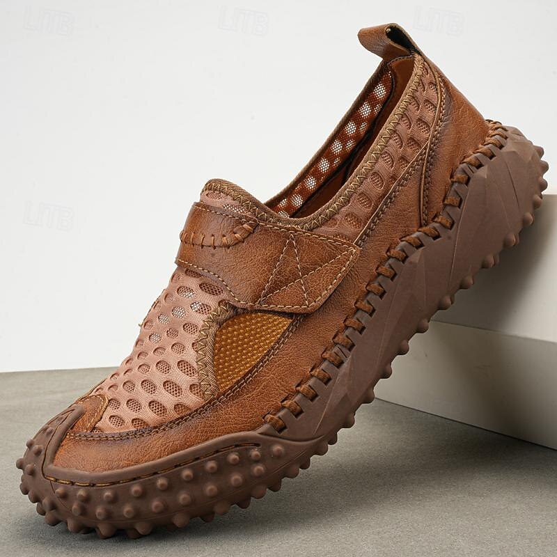 Homens Sandálias sapatos feitos à mão Caminhada Casual Ao ar livre Férias Praia Com Transparência Respirável Confortável Antiderrapante Sem Atacadores Preto Marron Bege Primavera Outono de 2025 por $49.99 -P2