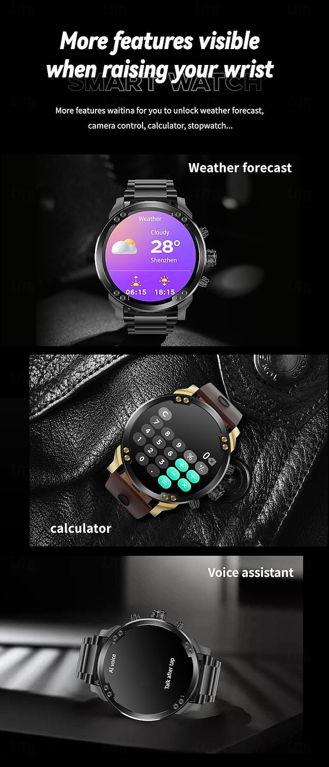 2025年 696 T99 スマートウォッチ 1.8 インチ スマートブレスレット ブルートゥース 歩数計 着信通知 睡眠サイクル計測器 と互換性があります Android iOS 男性 ハンドフリーコール メッセージ受信通知 カスタムダイヤル IP 67 57mmウォッチケース  コレクション – $83.99 –P12