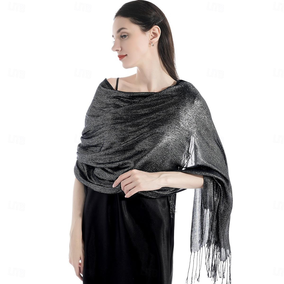 شالShawls مشد نسائي أنيق يلمع و يبرق بدون كم بوليستر لفات الزفاف مع لون نقي من أجل مناسب للحفلات للربيع والصيف 2025 - $16.99 –P7