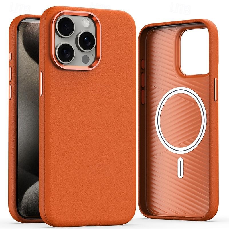 телефон Кейс для Назначение iPhone i16 15 14 Pro Max Plus 13 12 Pro Max Кейс на заднюю панель С Магсейф Поддержка беспроводной зарядки Защита от удара Ретро ТПУ Кожа PU 2025 - $14.99 –P8