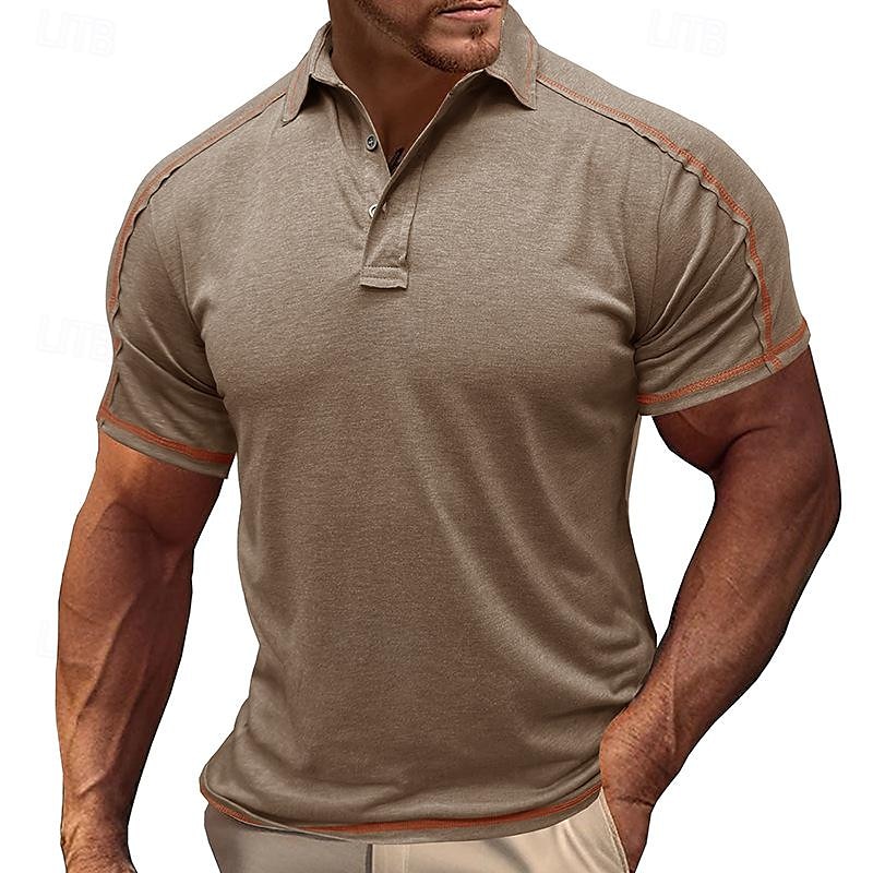 Herren Poloshirt Golfhemd Arbeit Geschäft Gerippter Polokragen Klassisch Kurzarm Basic Modern Feste Farbe Patchwork Taste Frühling Sommer Regular Fit Hellgrün Pink Blau Violett Khaki Grau Poloshirt 2025 - $22.99 –P6