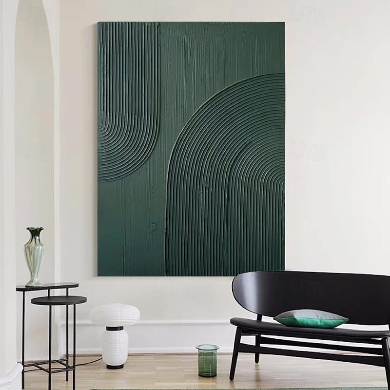 handgemaltes weißes abstraktes Gemälde auf Leinwand, handgefertigte 3D-Strukturwandkunst, grünes modernes Gemälde für handgefertigte Leinwandkunst, Gemälde für Wohnzimmerdekor, trendiges Kunstwerk, 2025 - $131.99 –P8