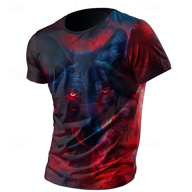 Herren Tiermotiv Wolf Flamme T Shirt Kurzarm T-Shirt 3D-Druck Rundhalsausschnitt Hemd Mode Designer Galaxis Straße Sport im Freien Schwarz 1 Schwarz 3 Schwarz 2 Sommer Frühling Bekleidung S M L XL 2025 - $17.99 –P2