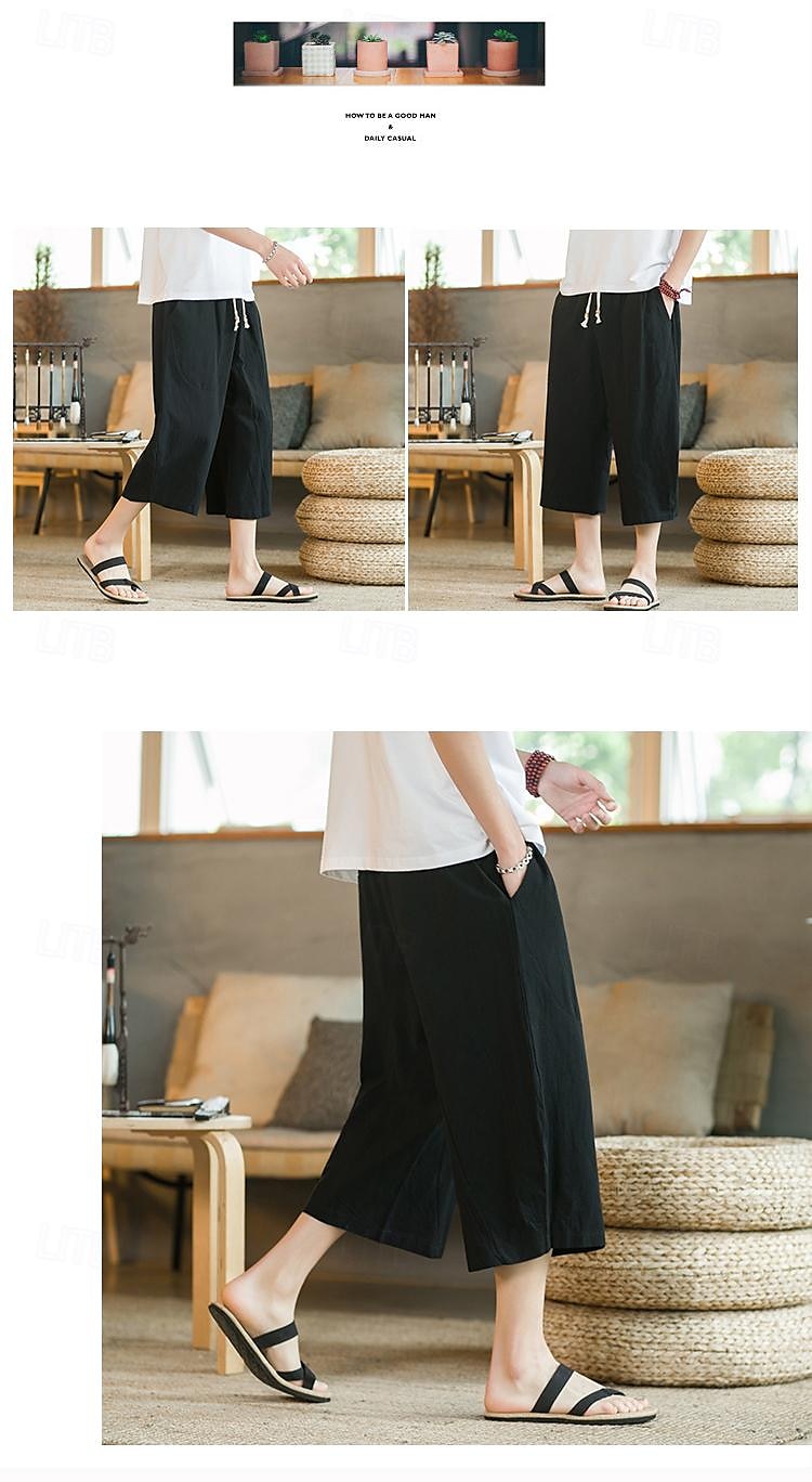 Bărbați Pantaloni de in Pantaloni harem Pantaloni Capri Buzunar Mată Sport Lungime gambă Muncă Casual Casual Potrivire Largă Negru Roșu Vin Inelastic 2026 - $22.99 –P3