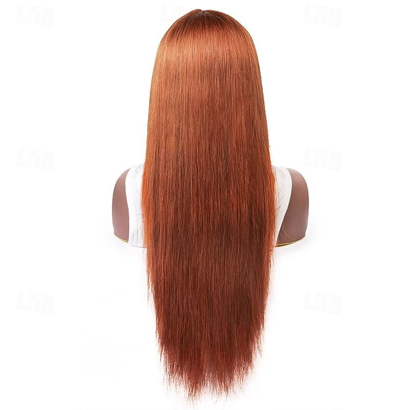 ginger# parrucca di capelli umani parrucca con meccanismo completo parrucca arancione liscia per donne nere del 2025 a $124.99 –P2
