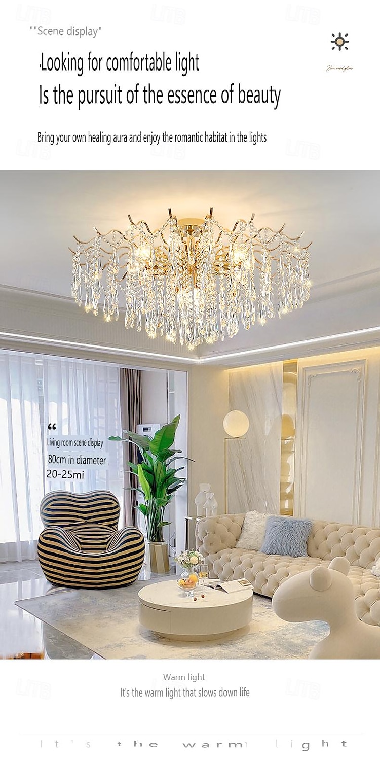 πολυέλαιος led 42/50/60/80/100cm 6/10/12/14/16 λαμπτήρας κεφαλής δεν περιλαμβάνεται επιμεταλλωμένο φινίρισμα κρυστάλλινο μέταλλο μοντέρνο μοντέρνο μοντέρνο στυλ κρεβατοκάμαρας τραπεζαρία μίνι κρεμαστό 2025 - $223.59 –P6