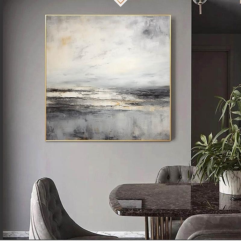 Abstract Skyline Painting hand painted Extra large wall art pain ting handmade gray landscape painting on canvas large wall art gold abstract mordern painting for Bedroom Living room painting 2025 - CAD $157.3 –P8