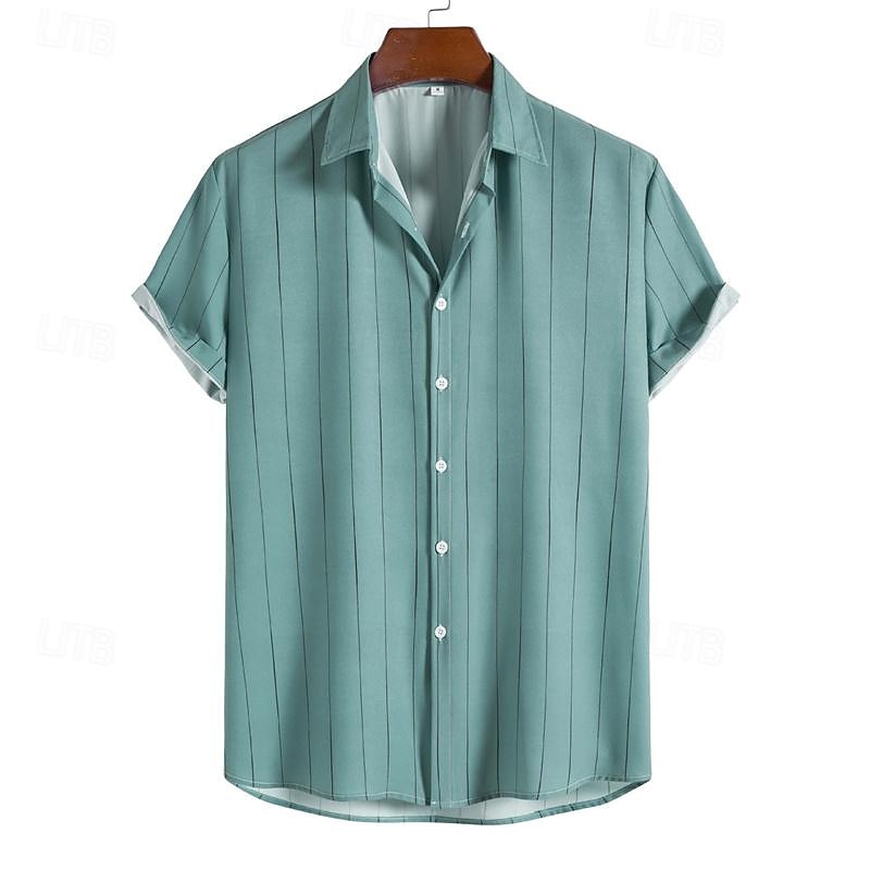 Homme Chemise Chemise d'été Chemise Décontractée Chemise de Plage Chemise Boutonnée Chemises à rayures Noir Blanche Vert Manche Courte Rayures Col Rabattu Vêtements de rue Vacances Vêtement Tenue de 2026 ? $23.99 –P10