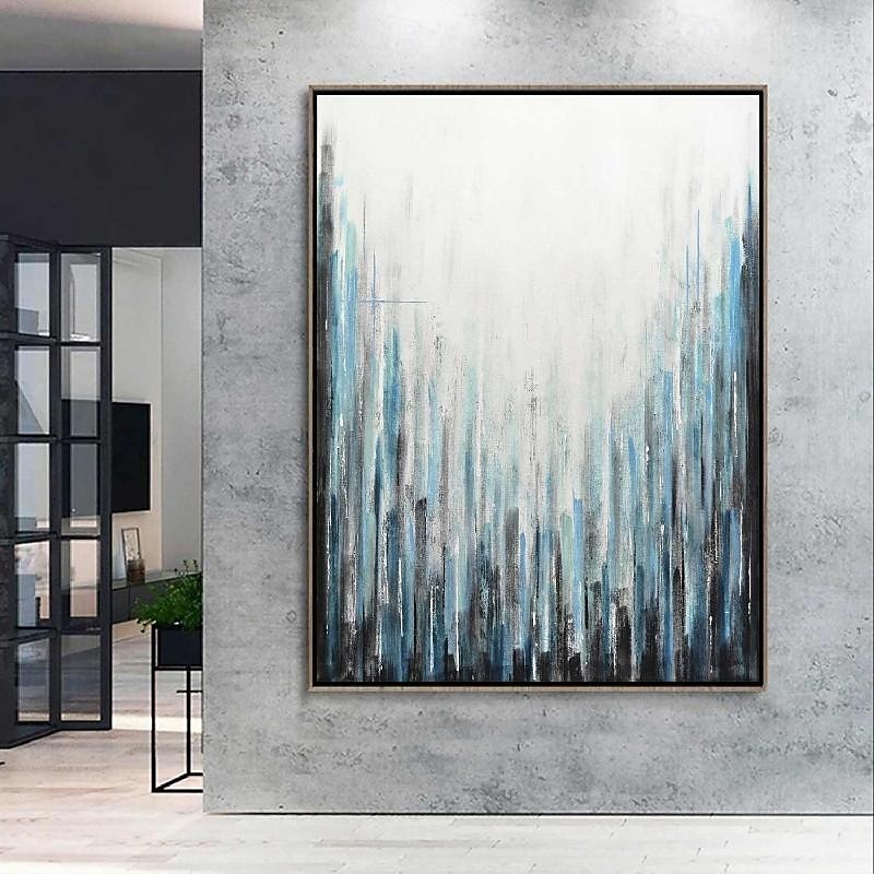 abstraktes Skyline-Gemälde, handgemalt, extragroßes Wandkunst-Gemälde, handgemachtes blaues Landschaftsgemälde auf Leinwand, großes Wandkunst-blaues abstraktes modernes Gemälde für Schlafzimmer, 2025 - $125.99 –P10