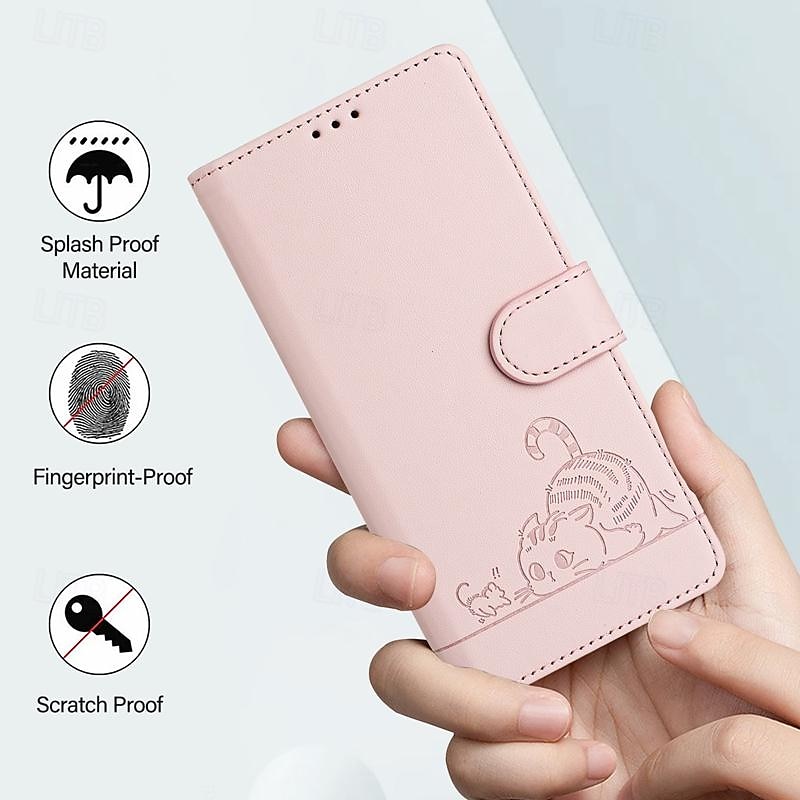 телефон Кейс для Назначение айфон 16 Айфон 15 Про Макс Плюс iPhone 14 13 12 11 Pro Max Plus Mini SE Кейс на заднюю панель со стендом Магнитный с ремешком Кот Ретро ТПУ Кожа PU 2025 - $18.99 –P14