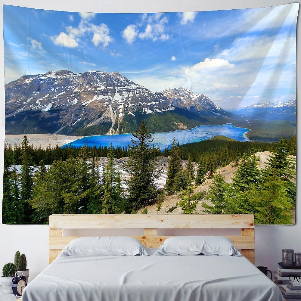 Tapiz colgante de paisaje natural de río de montaña, arte de pared, tapiz grande, decoración mural, fotografía, telón de fondo, manta, cortina, hogar, dormitorio, sala de estar 2026 - $20.99 –P6