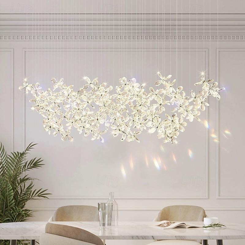 Lustre led branco quente 100cm 8 luzes design exclusivo lustre de flor de cristal restaurante luxo arte italiana bar ilha candeeiros de mesa criativo metal sala de jantar 110-240v de 2026 por $593.19 –P6