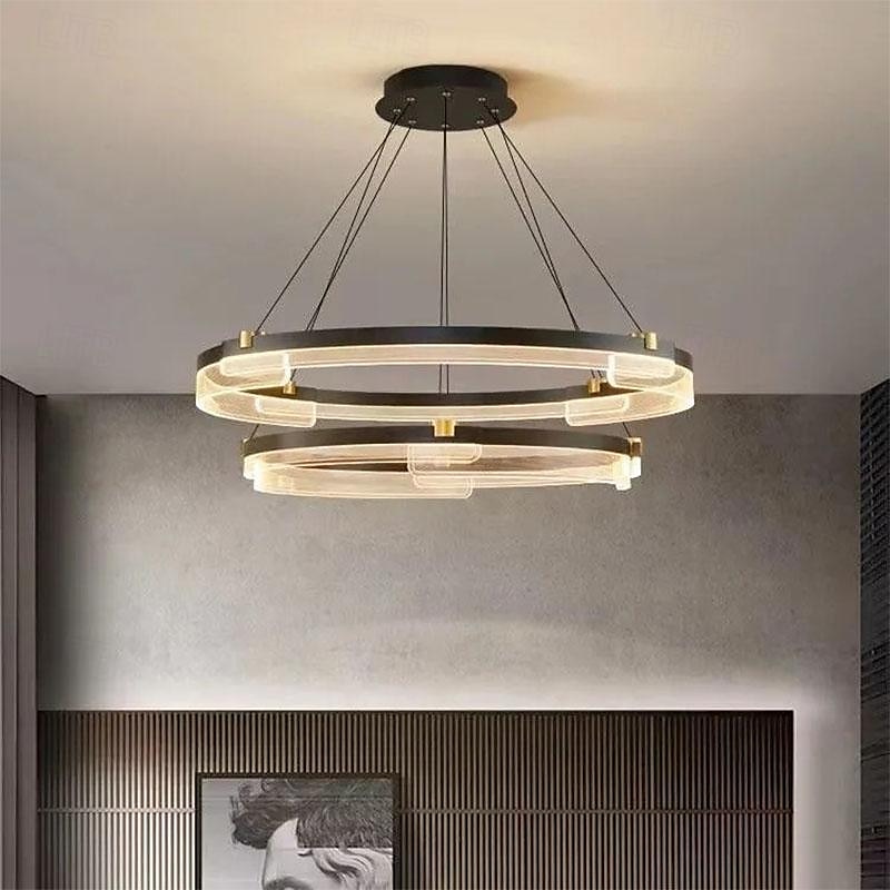pandantiv led 1/2 lumina 40/60/80 cm forma sticla transparenta cu design elegant finisaje vopsite stil nordic modern 85-265v reglabil doar cu telecomanda 2025 - $1443.01 –P6