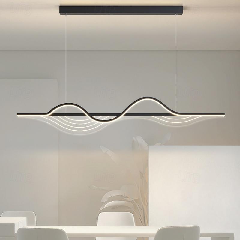 suspension led lampes à suspension linéaires à longue bande à intensité variable luminaires suspendus en métal blanc avec abat-jour en acrylique 1 lumière 100 cm cafés de cuisine 110-240v uniquement de 2025 ? $279.99 –P9