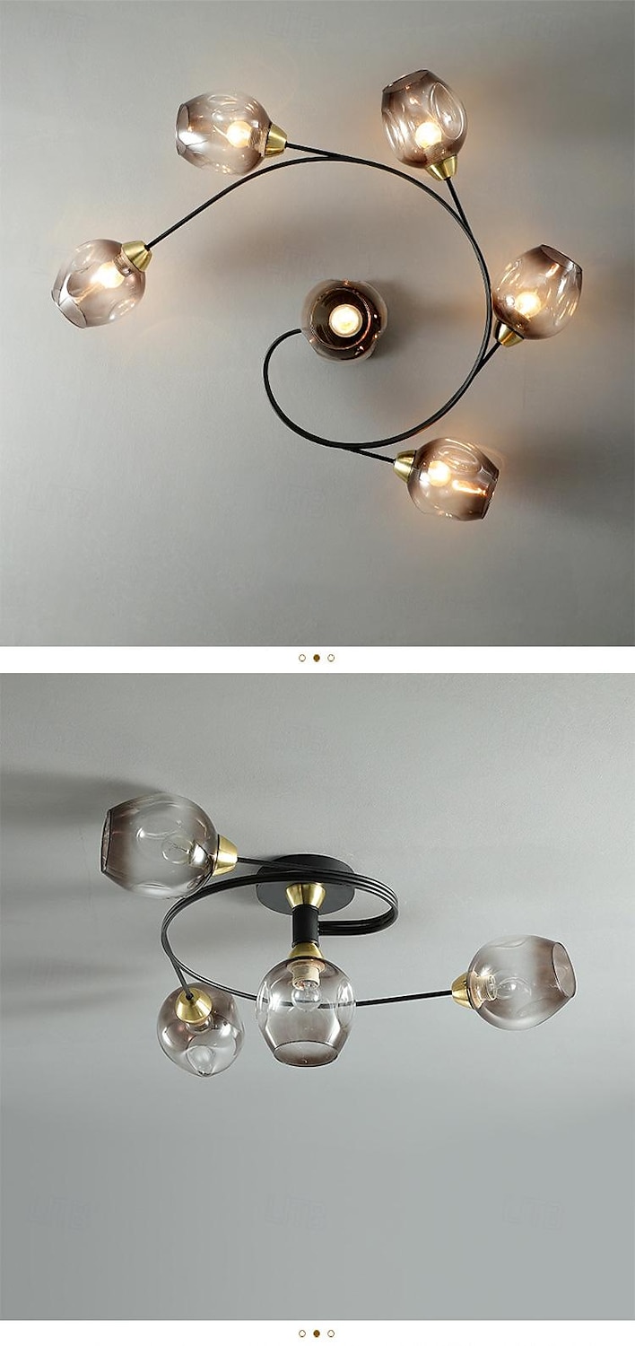 Luz de teto led 4/6 cabeça de vidro metal e27 nórdico criativo mágico lâmpada de teto pequeno quarto, lustre pessoal conciso moderno, para sala de estar comercial lâmpada de sala de jantar, sala de de 2025 por $331.19 –P8
