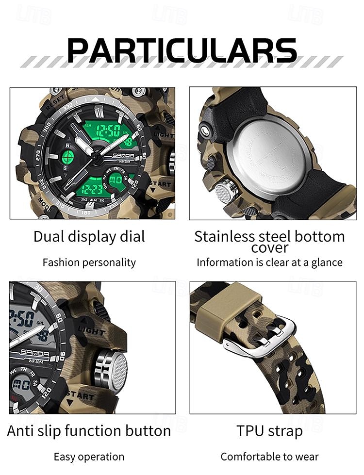 SANDA Men Digital Watch Outdoor Sports Fashion Casual Luminous Stopwatch Alarm Clock Waterproof TPU Watch 2026 - $33.99 –P20