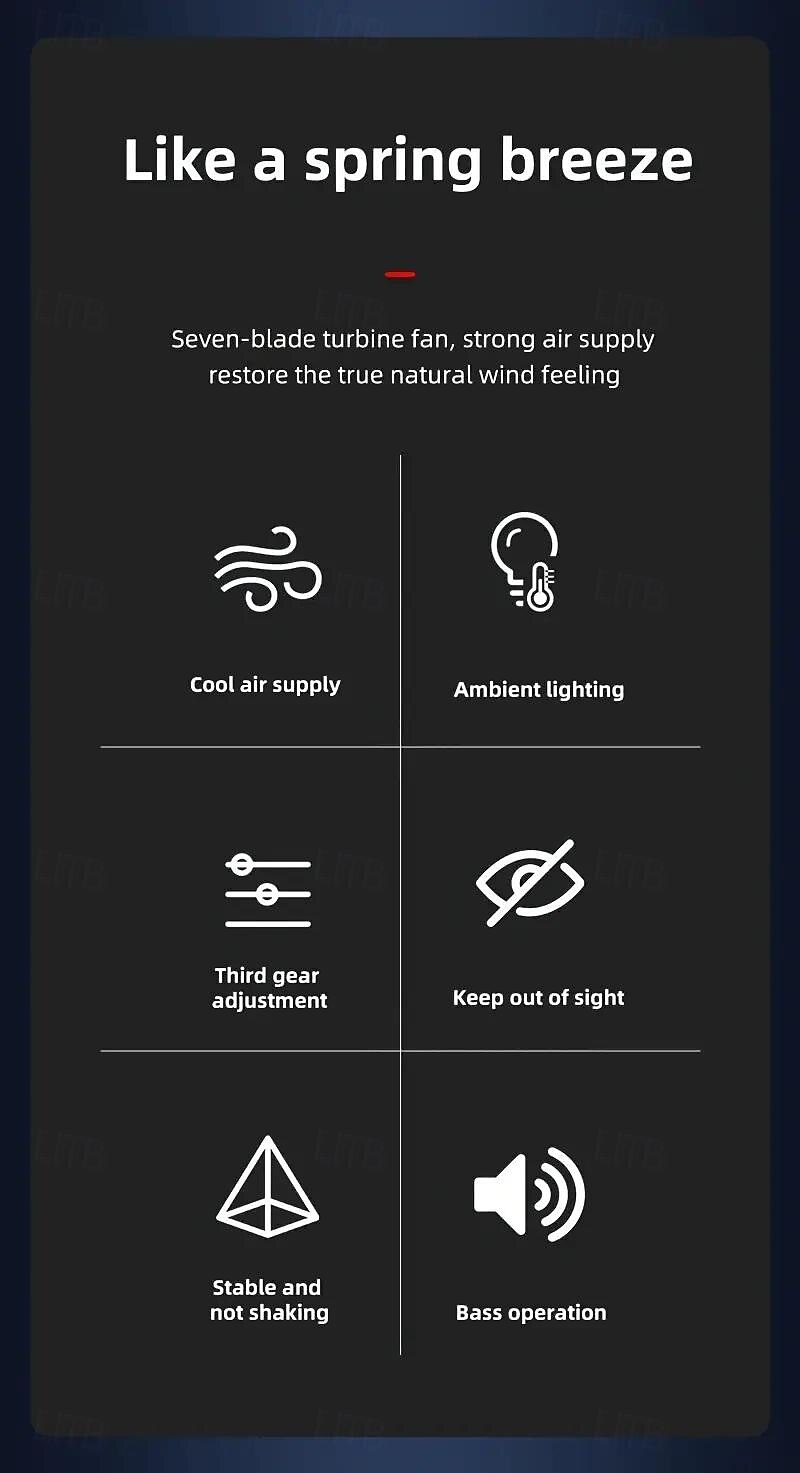 Portable Car Air Conditioning Outlet Car Fan USB Power Gradient Colorful Atmosphere Light Small Fan Front And Rear Row Outlet Exhaust Fan Universal 2025 - $12.99 –P2