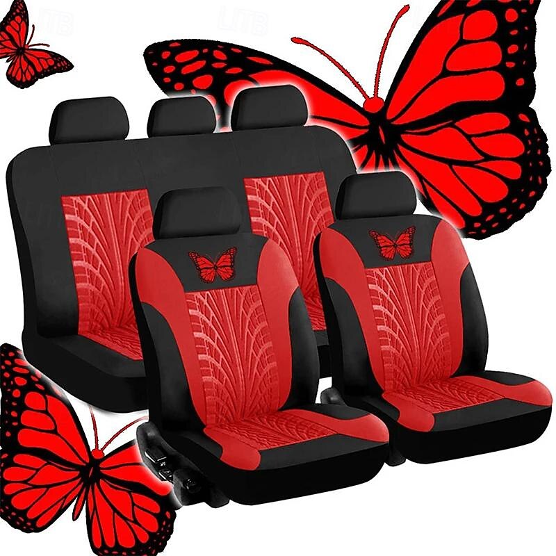 Fyautoper novas capas de assento de carro de 5/2 lugares com padrão absoluto bordado universal tecido respirável airbag seguro suv assento protetor acessórios de 2025 por $41.99 –P14