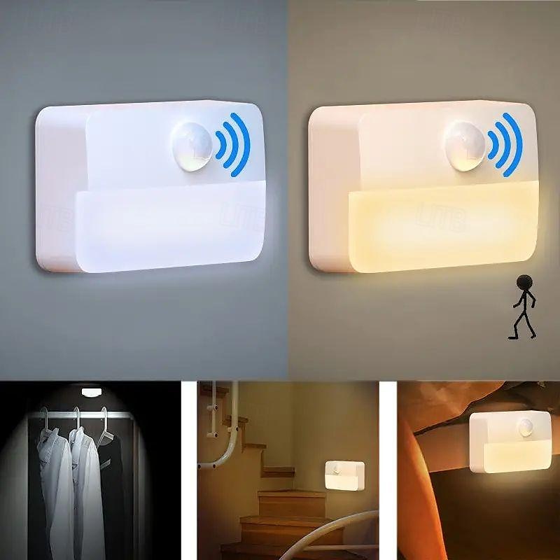 Veilleuse à détecteur de mouvement LED, lampe de lecture nocturne à LED d'intérieur, veilleuse à piles avec capteur de mouvement, pour chambre à coucher, cuisine, escaliers, couloir, bureau de 2025 ? $8.49 –P4