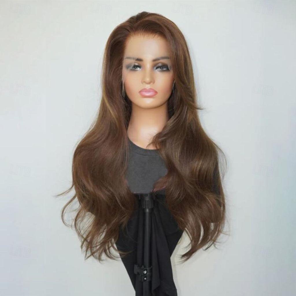 Remy mensenhaar 4x13 Sluiting Pruik Gratis deel Braziliaans haar Golvend Kastanjebruin Pruik 130% 150% Haardichtheid met babyhaar 100% Maagd Pre-geplukt Voor Dames Lang Kanten pruiken van echt 2025 - $214.29 –P2