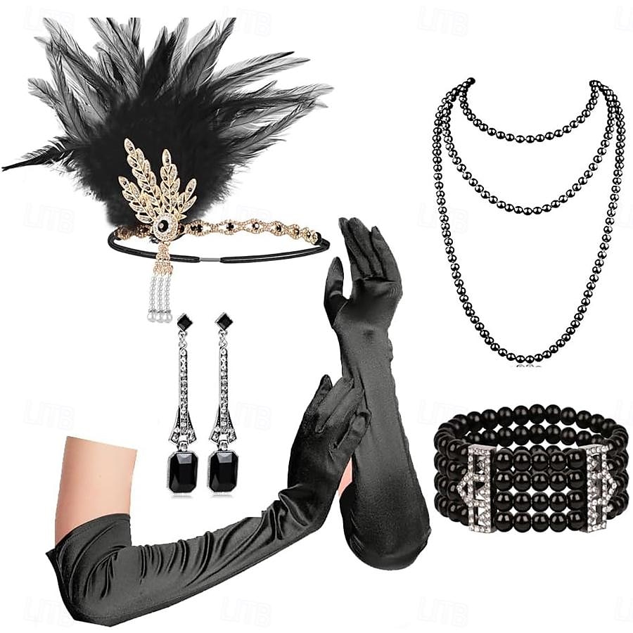 Anni 1920 Il grande Gatsby Abiti Fascia Flapper Il grande Gatsby Invitato al matrimonio Senza colletto Per donna Halloween Carnevale Mascherata Feste Mascherata Ricevimento di nozze Adulti Guanti del 2025 a $23.99 –P1