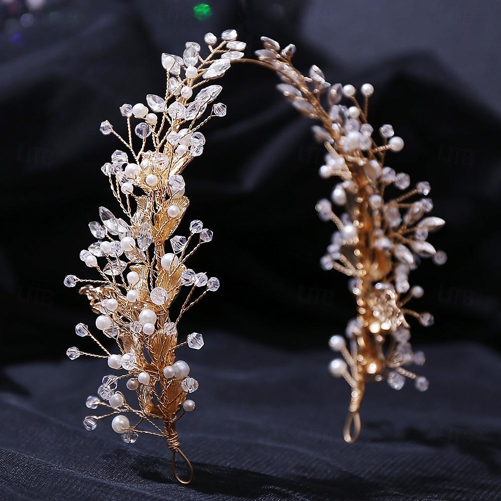 Crown Tiaras pannebånd Hodeplagg Strass Legering Bryllup cocktail Elegant Luksus Med Rhinsten Imiterte Perler Hodeplagg Hodeplagg 2025 - $14.99 –P3