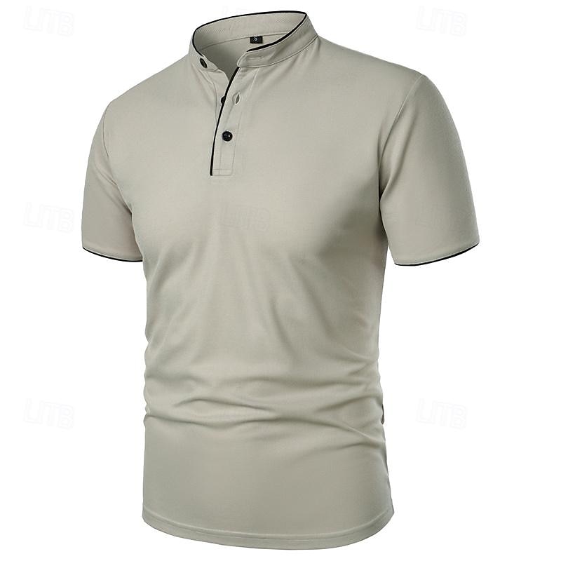 Homme Chemise de golf Polos de Golf Travail Occasionnel Col montant Manche Courte Basique Moderne Bloc de Couleur Patchwork Boutons Printemps & Été Coupe régulière Vin Noir Blanche Rose bleu marine de 2026 ? $7.99 –P17