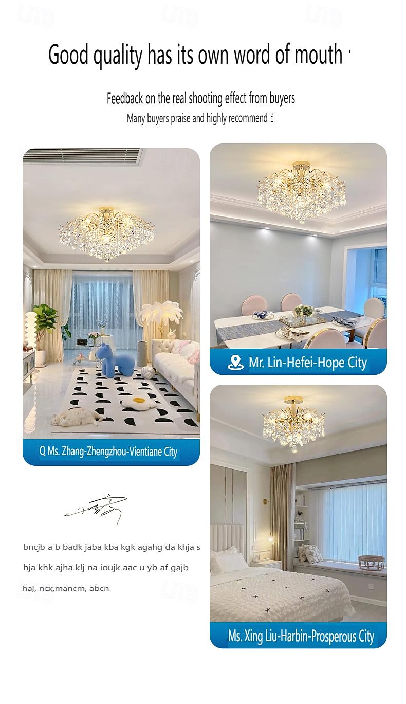 נברשת led 42/50/60/80/100 ס"מ 6/10/12/14/16 נורת ראש לא כלולה בגימור קריסטל מתכת מודרני בסגנון מודרני חדר אוכל חדר אוכל תליון מיני 110-240v 2025 - $223.59 –P3
