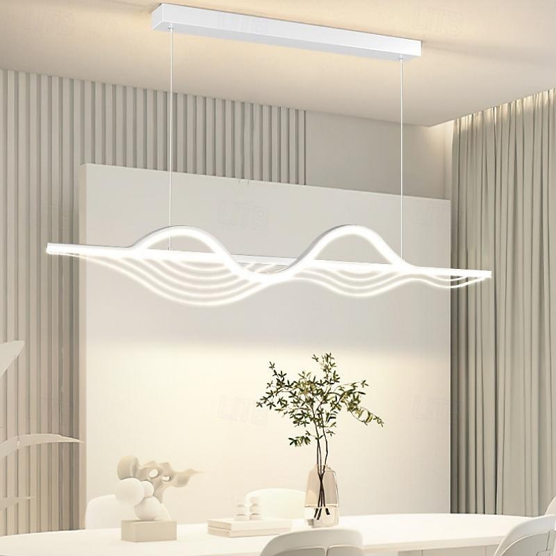 suspension led lampes à suspension linéaires à longue bande à intensité variable luminaires suspendus en métal blanc avec abat-jour en acrylique 1 lumière 100 cm cafés de cuisine 110-240v uniquement de 2025 ? $279.99 –P4