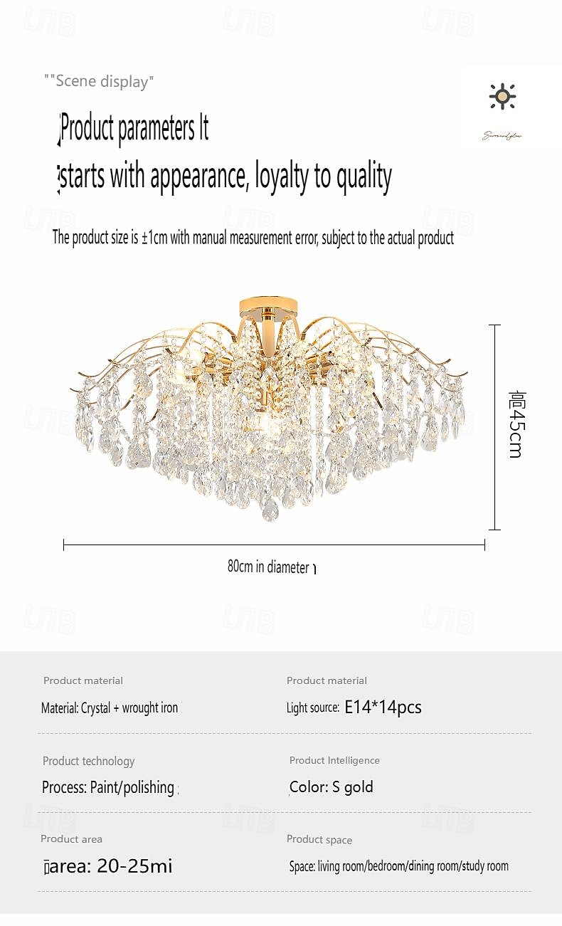 נברשת led 42/50/60/80/100 ס"מ 6/10/12/14/16 נורת ראש לא כלולה בגימור קריסטל מתכת מודרני בסגנון מודרני חדר אוכל חדר אוכל תליון מיני 110-240v 2025 - $223.59 –P15