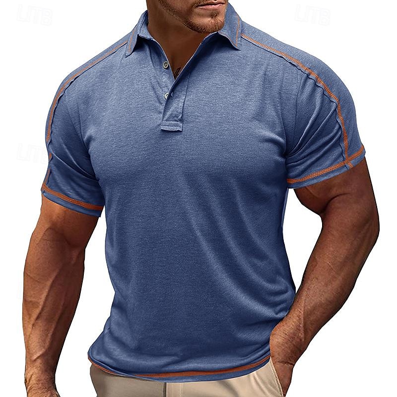 Herren Poloshirt Golfhemd Arbeit Geschäft Gerippter Polokragen Klassisch Kurzarm Basic Modern Feste Farbe Patchwork Taste Frühling Sommer Regular Fit Hellgrün Pink Blau Violett Khaki Grau Poloshirt 2025 - $22.99 –P9