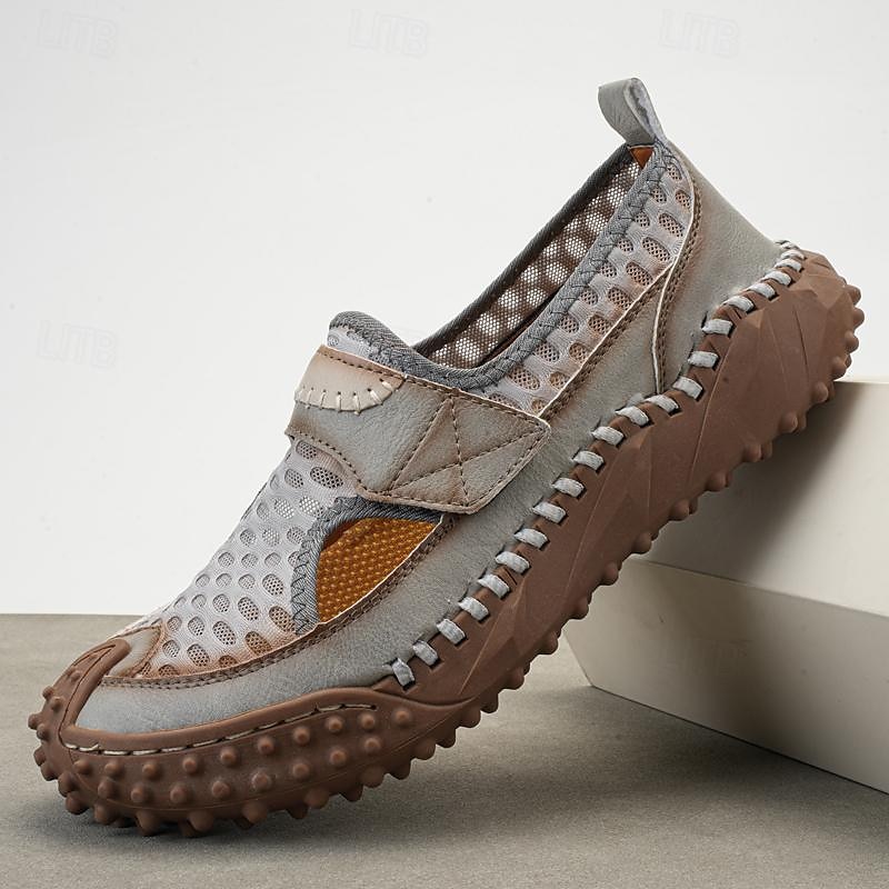Homens Sandálias sapatos feitos à mão Caminhada Casual Ao ar livre Férias Praia Com Transparência Respirável Confortável Antiderrapante Sem Atacadores Preto Marron Bege Primavera Outono de 2025 por $49.99 -P3