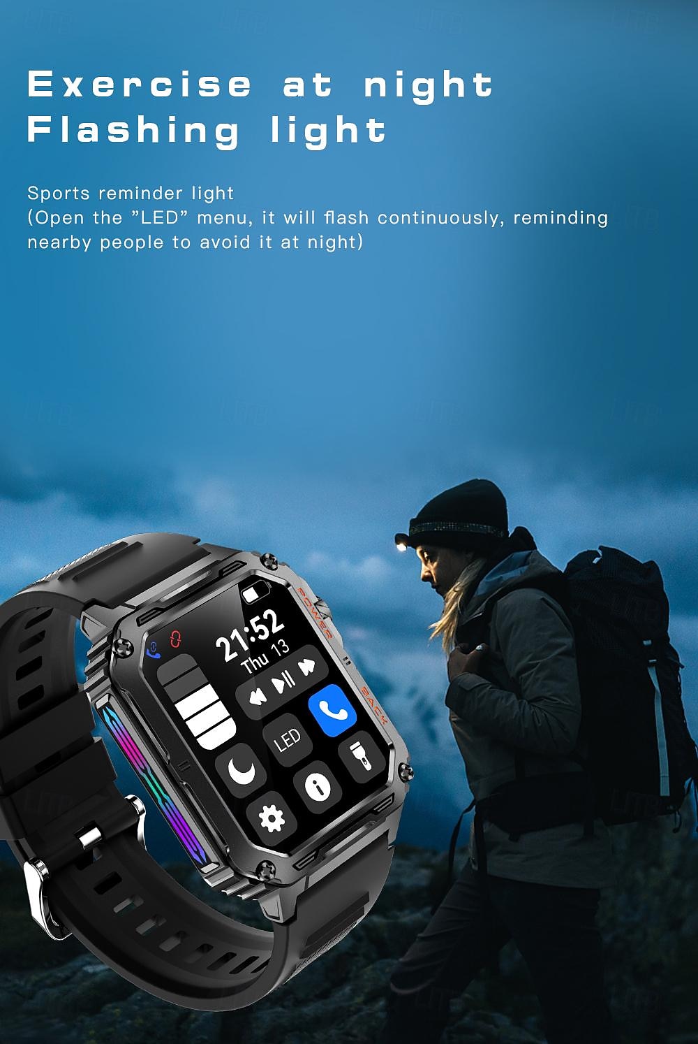 LOKMAT P3 Умные часы 1.91 дюймовый Смарт Часы Bluetooth Педометр Напоминание о звонке Датчик для отслеживания активности Совместим с Android iOS Женский Мужчины 2025 - $34.99 –P12