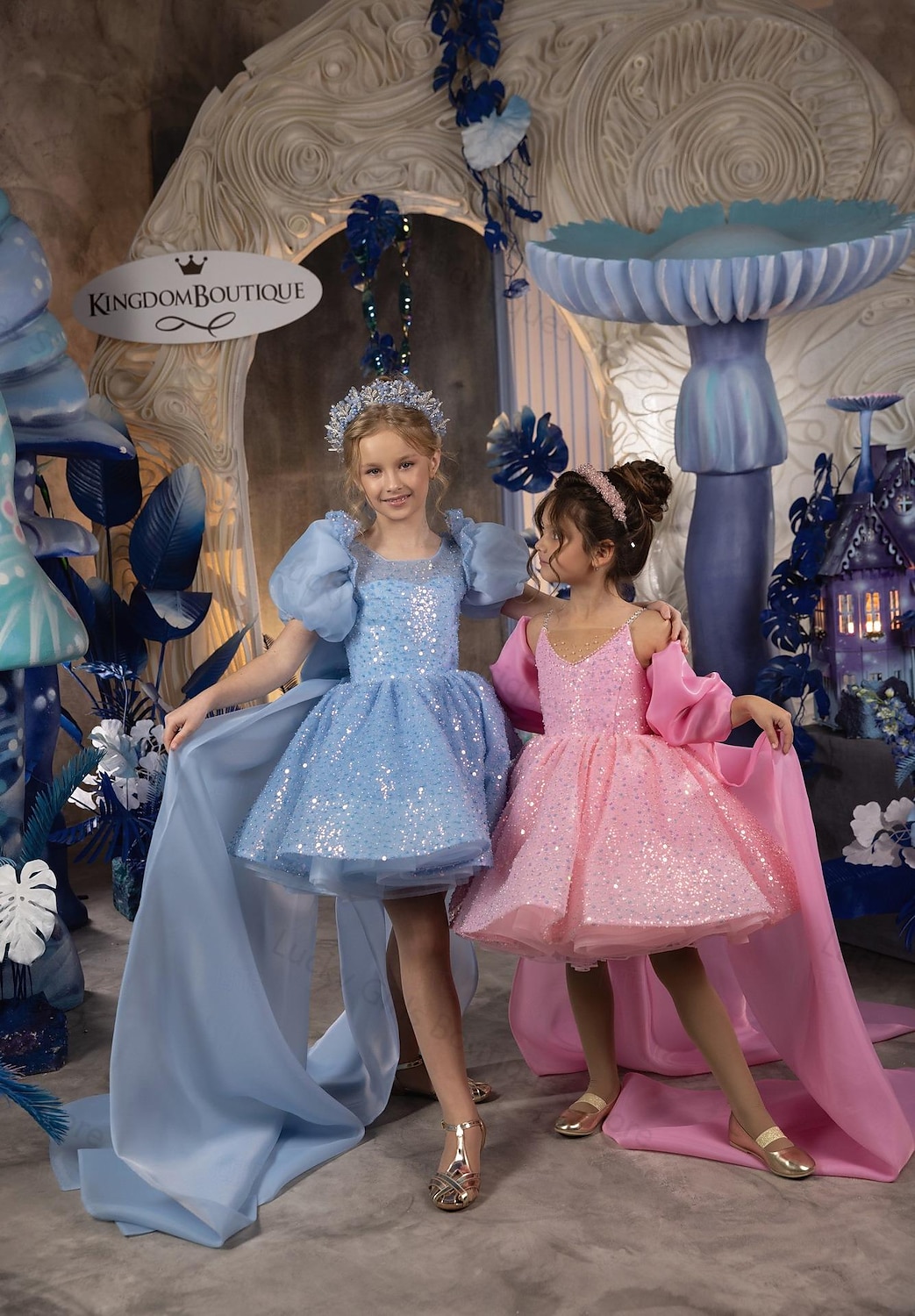 kinderkleidung Mädchen Party Kleid Feste Farbe 3/4 Ärmel Leistung Gitter Prinzessin Süß Gitter Mitte der Wade Etuikleid Tüll-Kleid Sommer Frühling Herbst 4-12 Jahre Rosa Himmelblau 2025 - $91.99 –P1