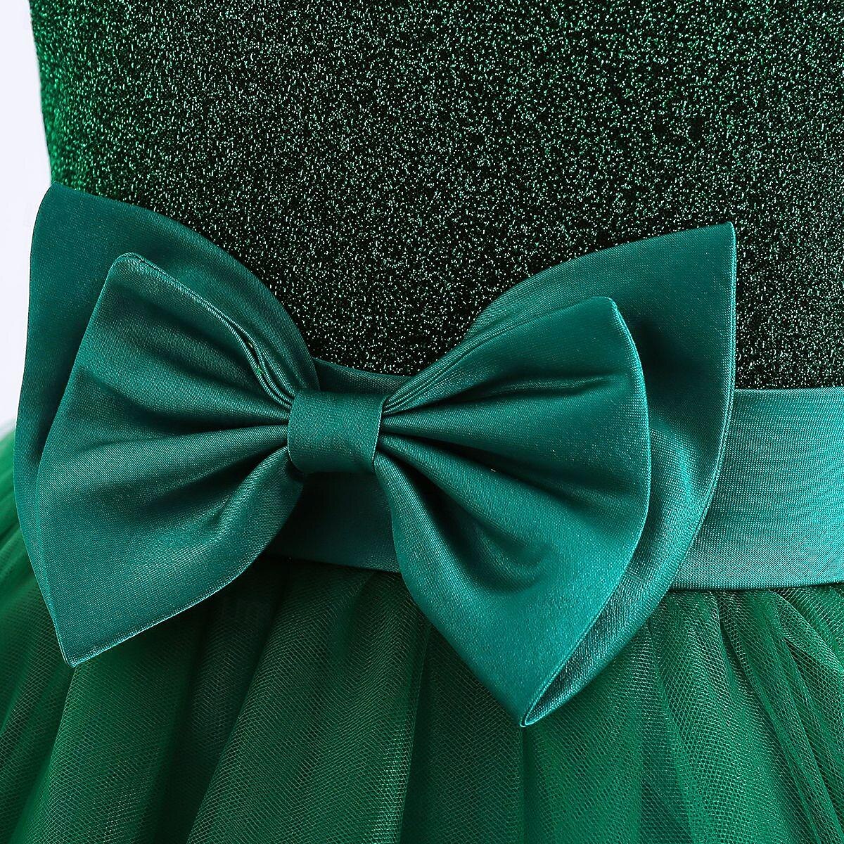 Děti Dívčí Šaty Šaty na párty Pevná barva Bez rukávů Zvláštní příležitosti Narozeniny Elegantní Princeznovské Polyester Maxi Šaty na párty Léto Jaro 4-13 let Námořnická modř Trávová zelená 2025 - $30.99 –P11