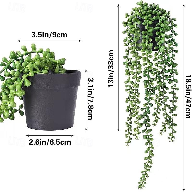 1 stk kunstige sukkulenter hengende planter, falske perlestrenger grøntplanter, for veggbryllupsfest hjemmeinnredning, utendørs hageinnredning, innendørs utendørsdekor, vårsommerdekor 2025 - $9.49 –P8