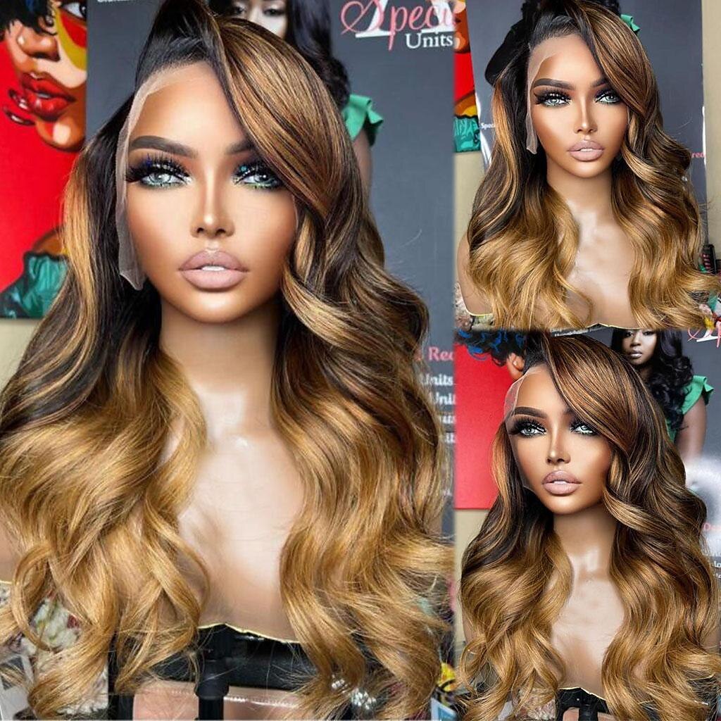 Remy mensenhaar 4x13 Sluiting Pruik Zijdeel Braziliaans haar Golvend Los golvend Meerkleurig Pruik 130% 150% Haardichtheid met babyhaar Ombre-haar 100% Maagd Pre-geplukt Voor Dames Lang Kanten 2025 - $214.39 –P1