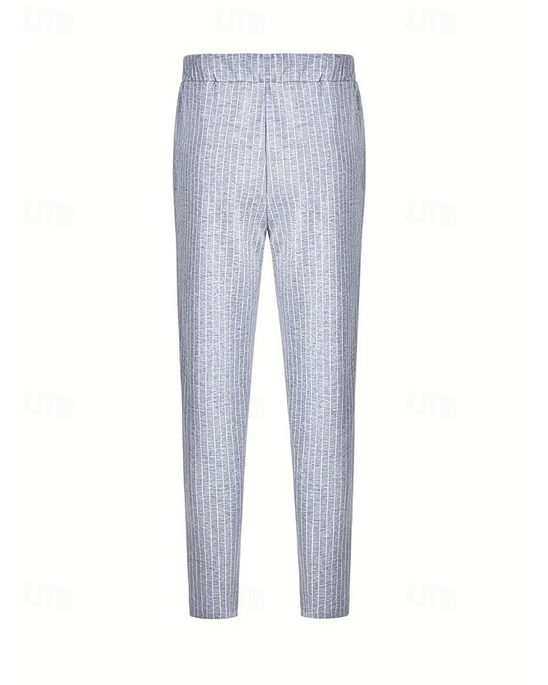 Homens Calças Calça verão Calça casual Bolsos Com Cordão Cintura elástica Listra Conforto Trabalho O negócio Diário Moda Estilo Clássico Preto Azul Real Micro-Elástica de 2025 por $25.99 –P4