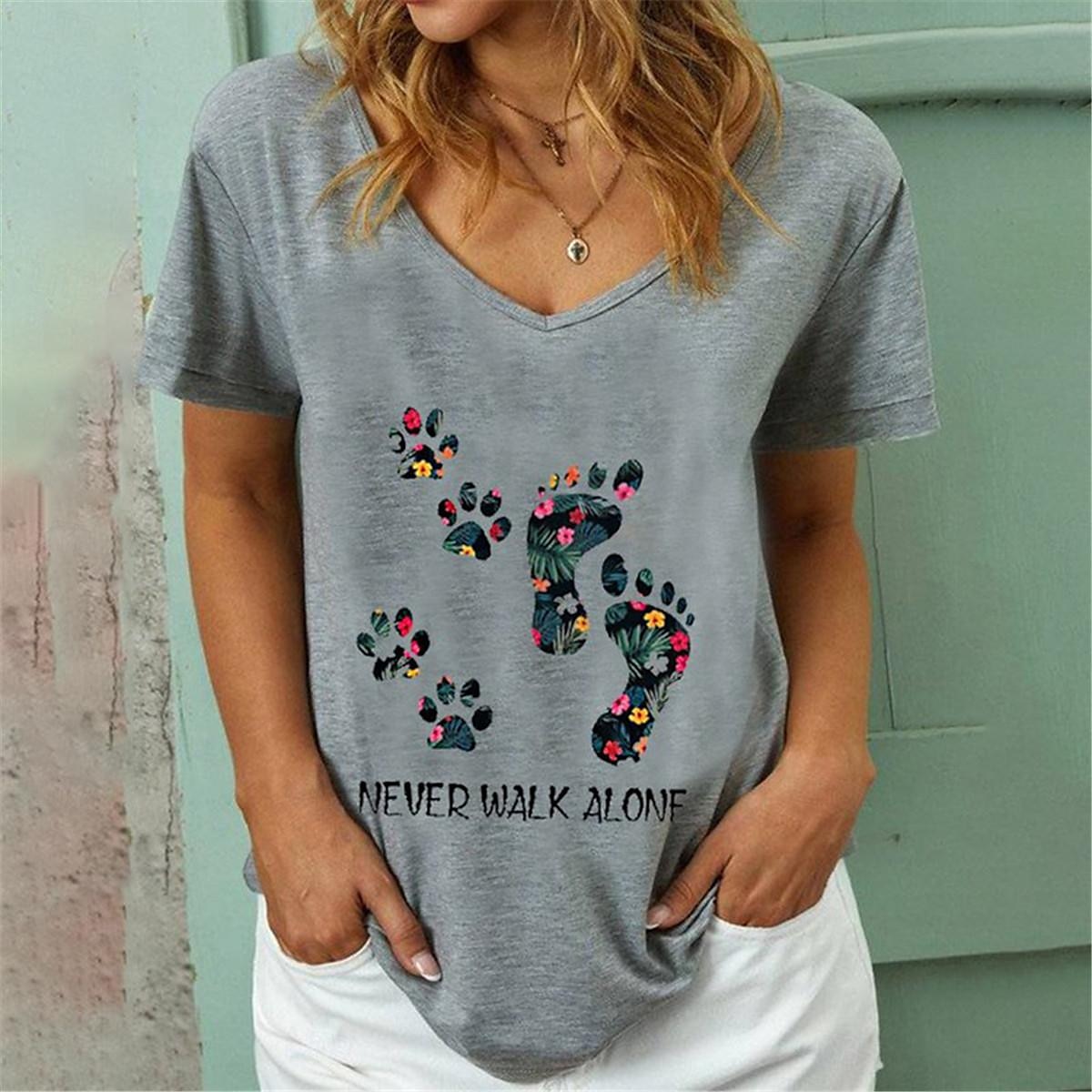 Damen T Shirt Graphic Modisch Modern Halbe Ärmel V Ausschnitt Normale Oberteile Urlaub Täglich Rosa Grün Grau Sommer 2025 - $17.99 –P2