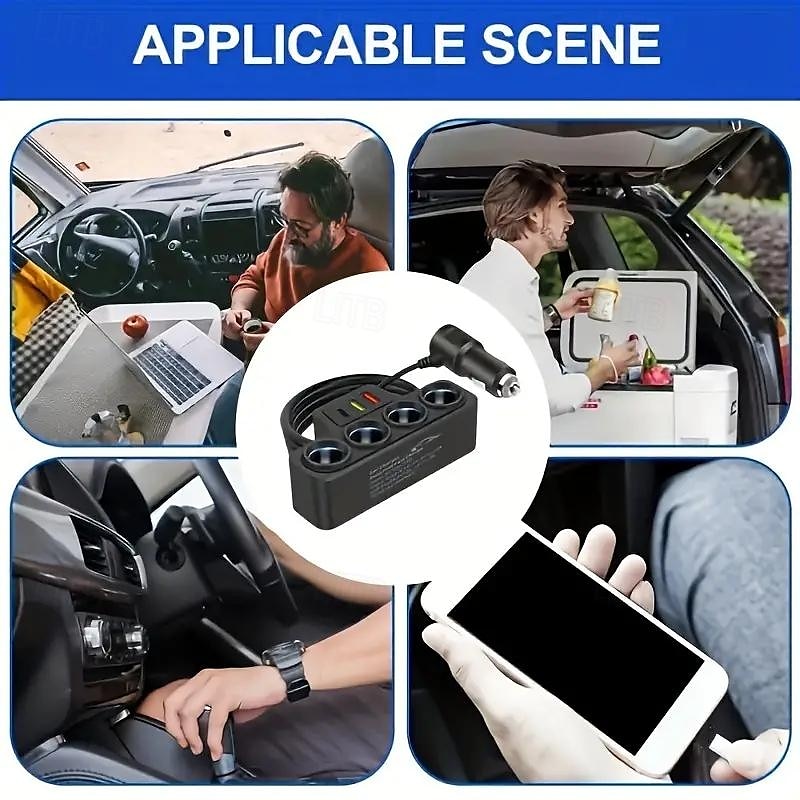 Автомобильный один буксирный четыре интеллектуальных прикуривателя qc3.0pd30w автомобильное многофункциональное быстрое зарядное устройство для мобильного телефона 2025 - $20.99 –P7